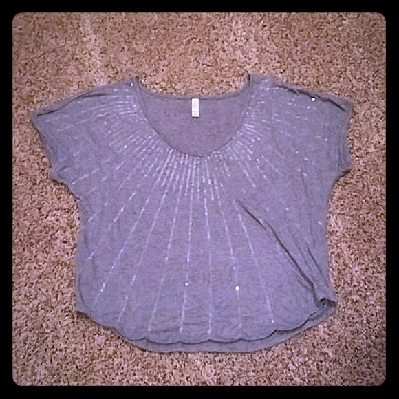 Xhilaration Tops - Xhilaration oversized Grey sequin top size M